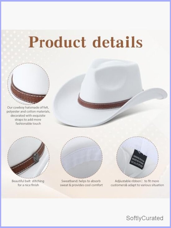 Vintage Style Felt Cowboy Hats with Belt Buckle Unisex Western Costume Hat 4 main image 7